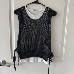 Zara Black and White Knit Tank Top
